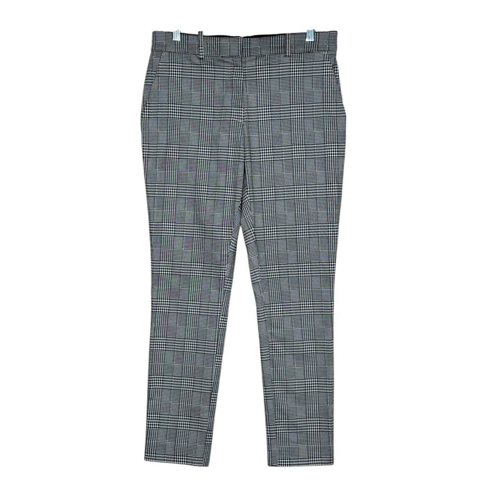 H&M black white houndstooth print straight legs pants size 10